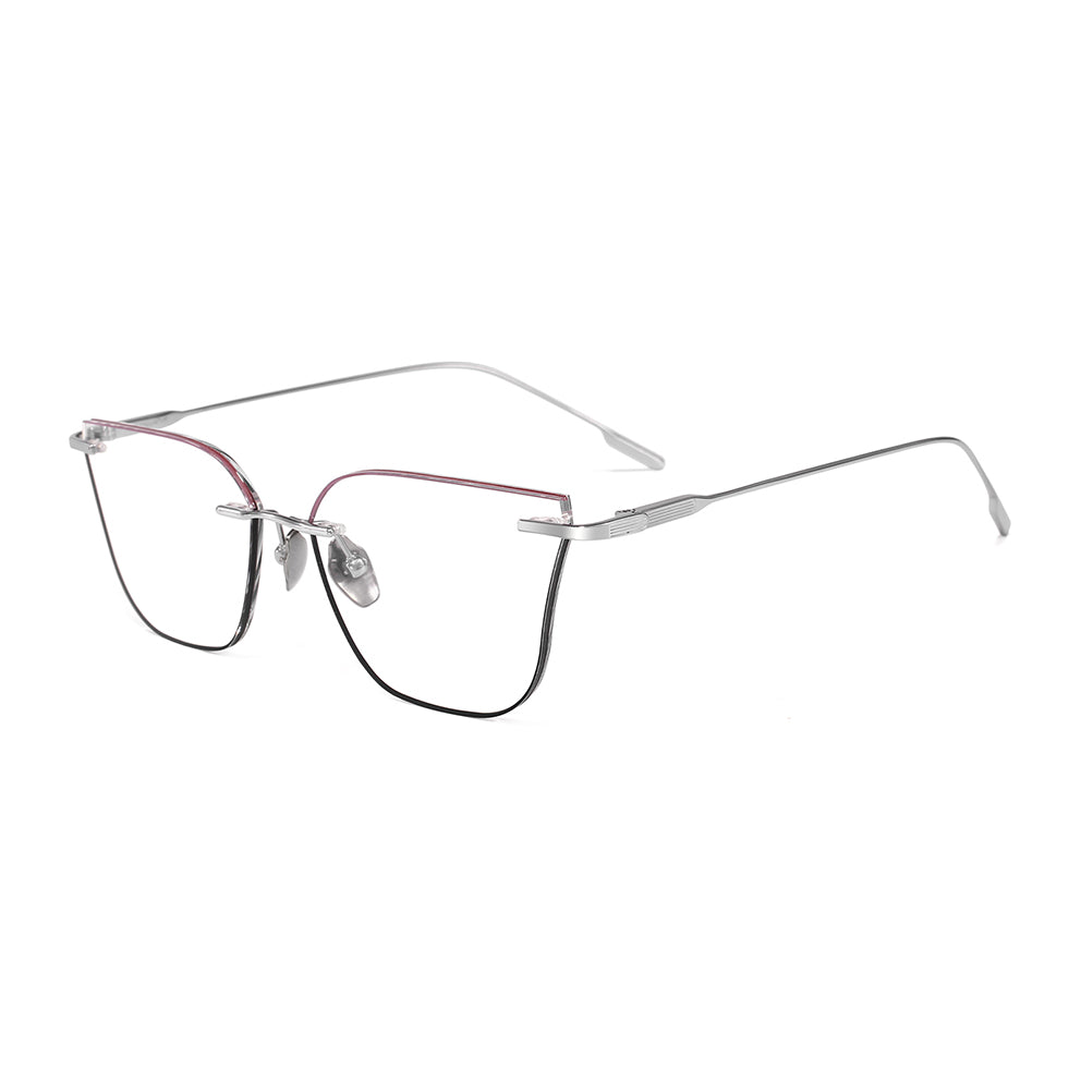 Rika Eyeglasses in Silver & Purple Black