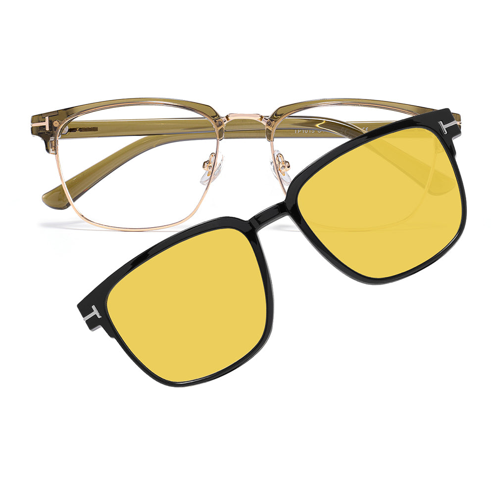 Peta Eyeglasses in Seaweed & Yellow