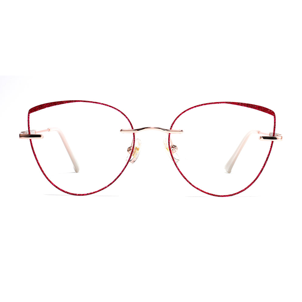 Glamour Eyeglasses in Rose Gold & Red