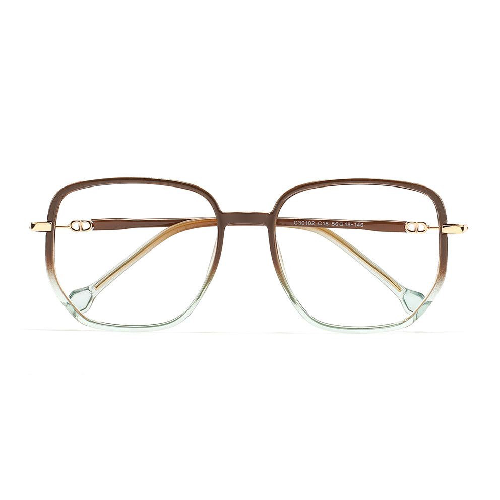 Gerda Eyeglasses in Brown & Clear Green