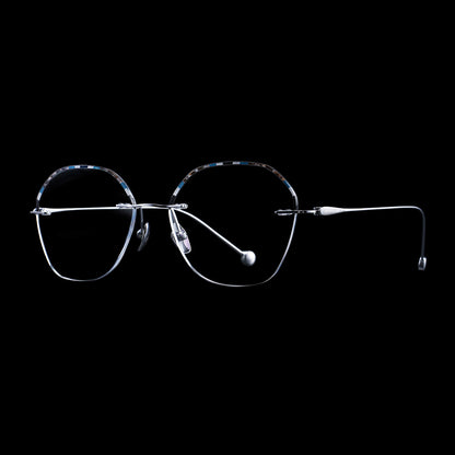 Averil Eyeglasses in Silver & Tortoise