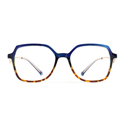 Cloris Eyeglasses in Blue & Warm Tortoise