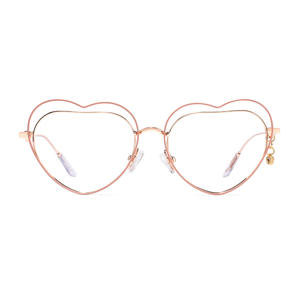 Heart Eyeglasses in Pink & Rose Gold