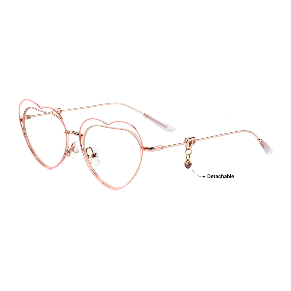 Heart Eyeglasses in Pink & Rose Gold