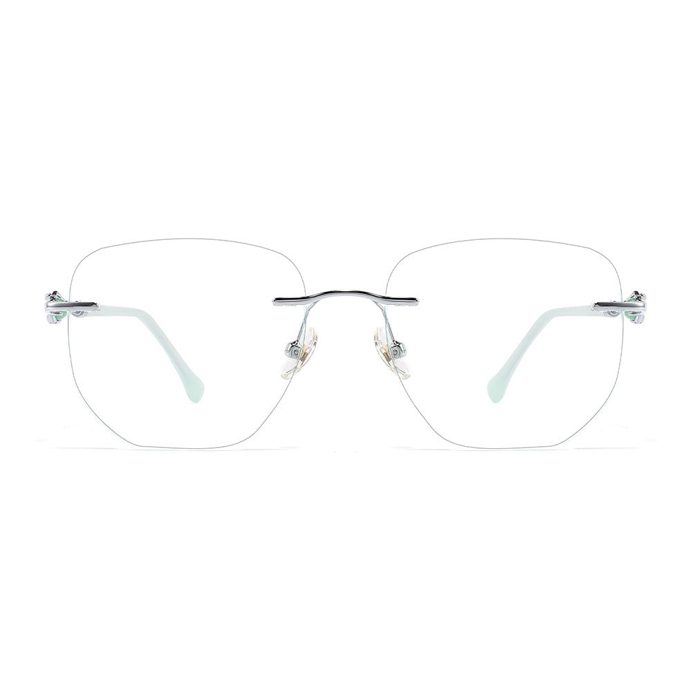 Perry Eyeglasses in Silver & Green