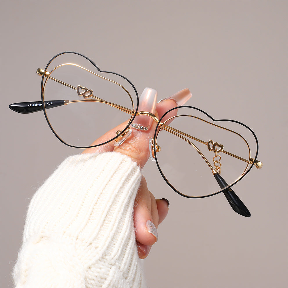 Heart Eyeglasses in Black & Gold