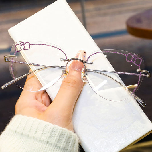 Kitty Eyeglasses in Silver & Purple