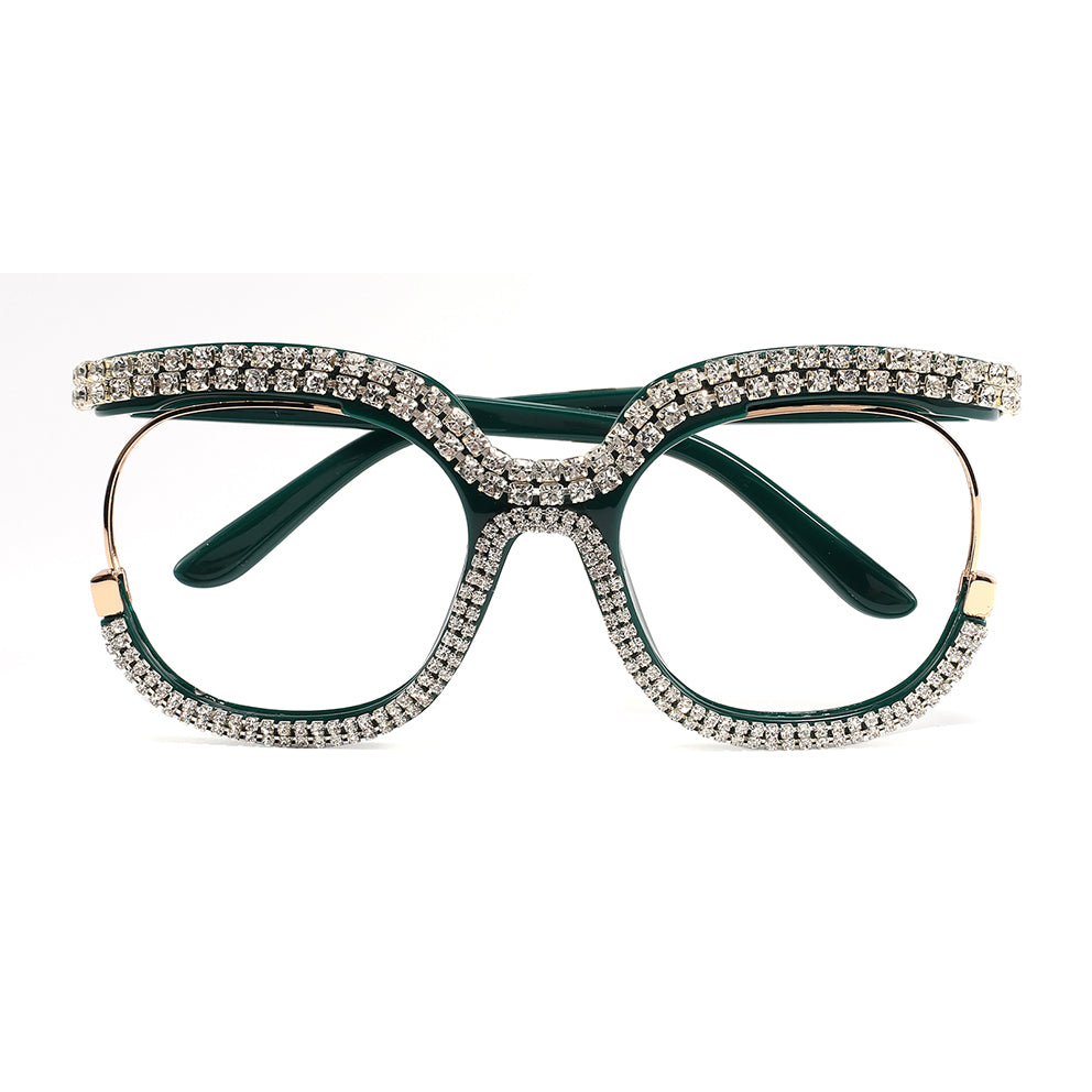 Kamia Eyeglasses in Green & Diamond