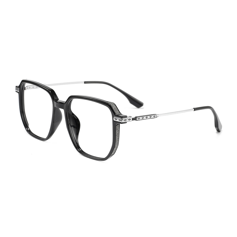 Romola Eyeglasses in Black & Silver