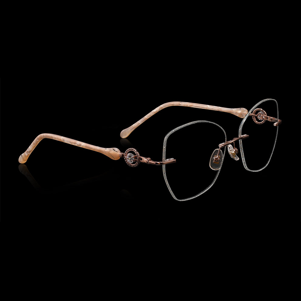 Glitter Eyeglasses in Rose Gold & Silver