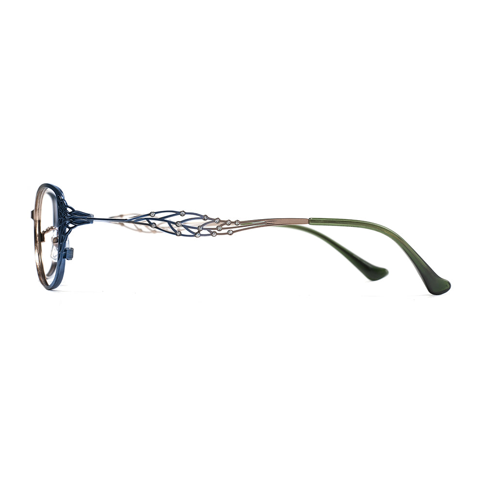 Leaf Eyeglasses in Blue & Gold