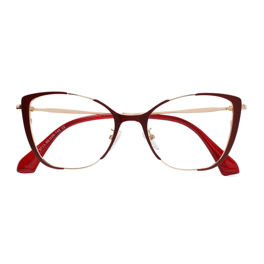 Rian Eyeglasses in Red & Gold