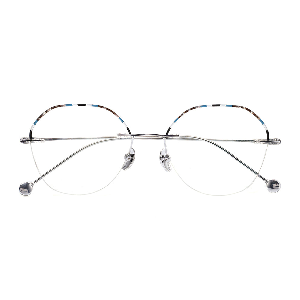 Averil Eyeglasses in Silver & Tortoise