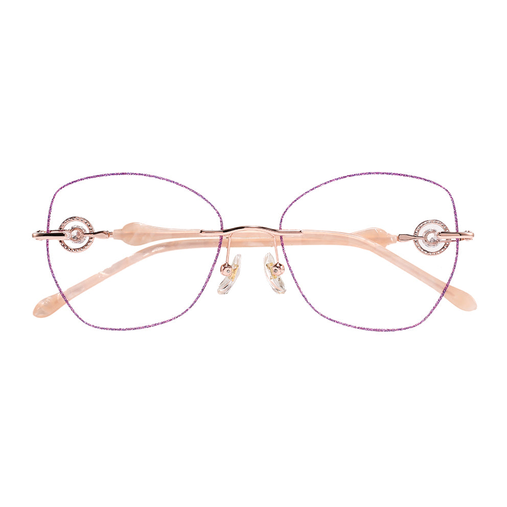 Glitter Eyeglasses in Rose Gold & Purple