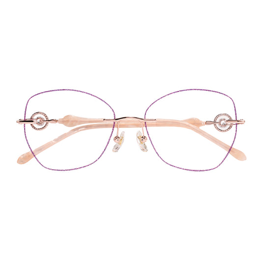 Glitter Eyeglasses in Rose Gold & Purple