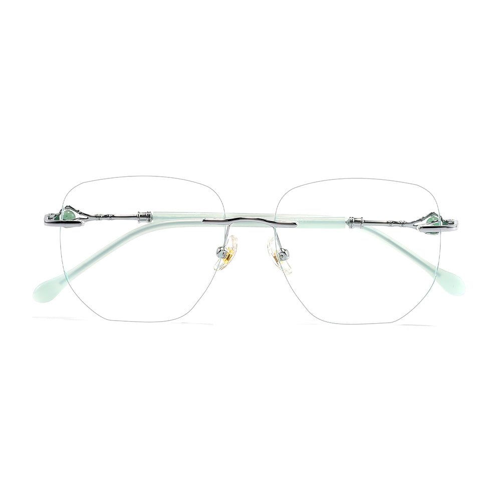 Perry Eyeglasses in Silver & Green