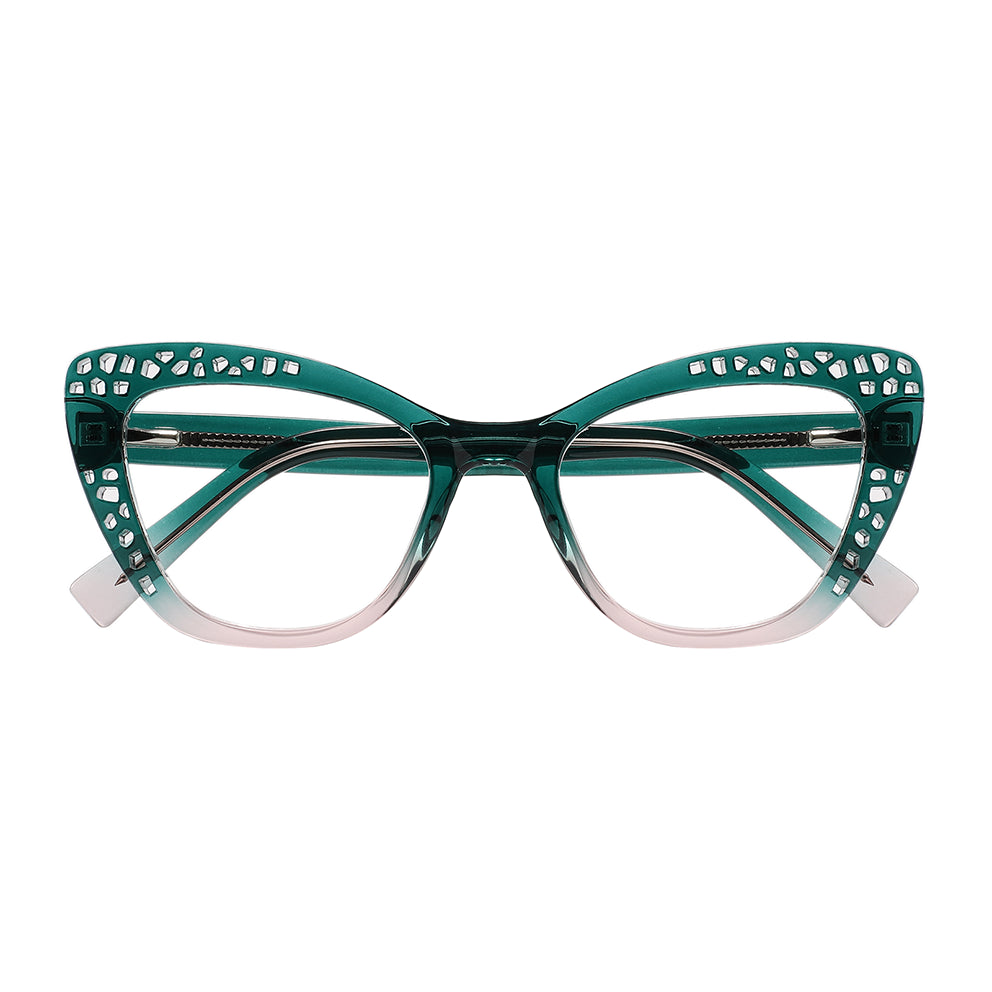 Taina Eyeglasses in Emerald Green & Pink