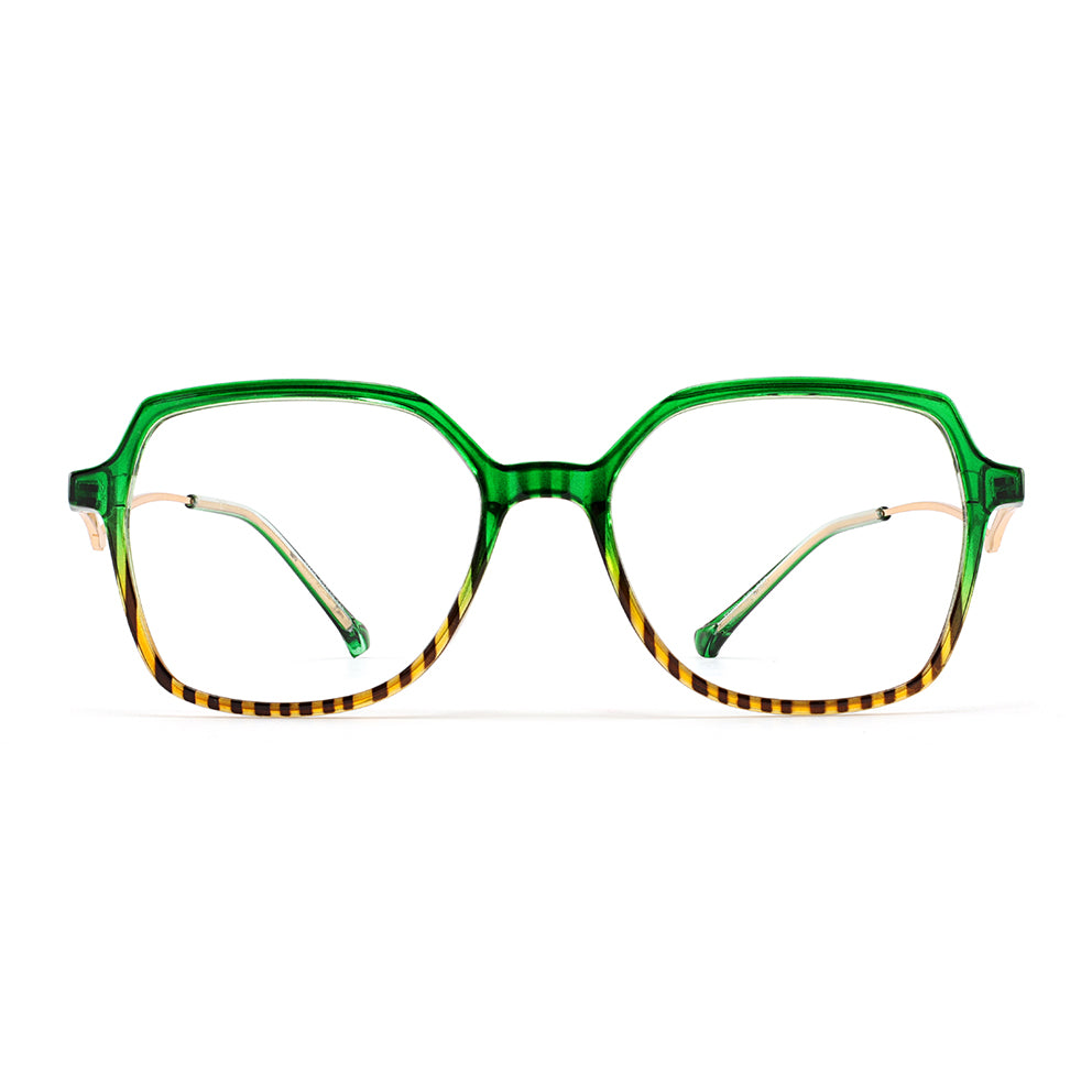 Cloris Eyeglasses in Green & Yellow Tortoise