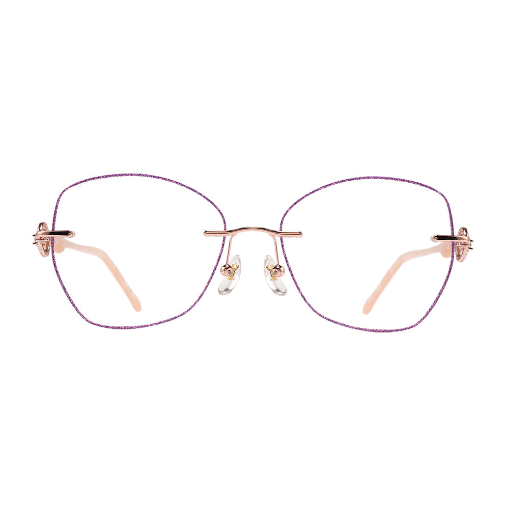 Glitter Eyeglasses in Rose Gold & Purple