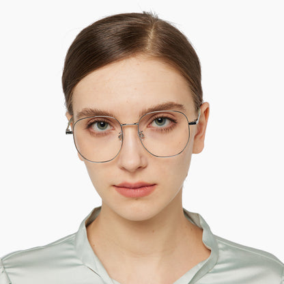 Wensley Eyeglasses in Silver & Mint Green