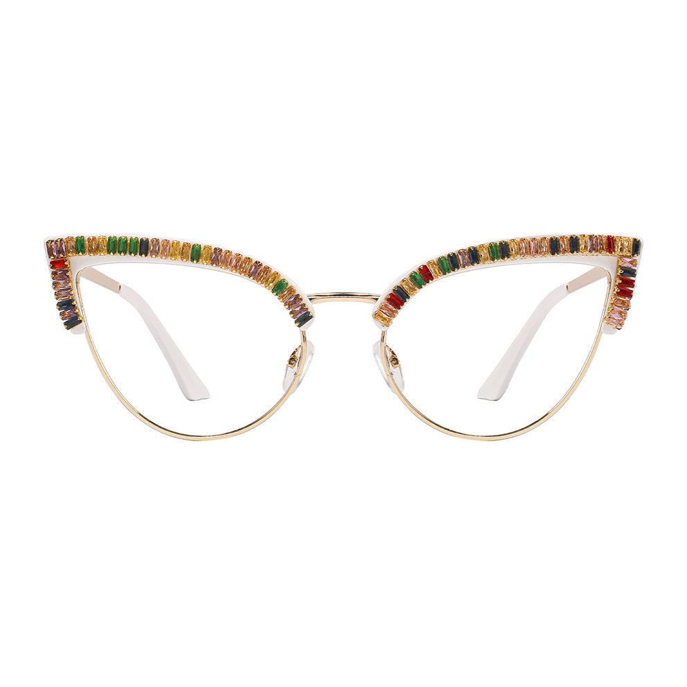 Patty Eyeglasses in White & Gold