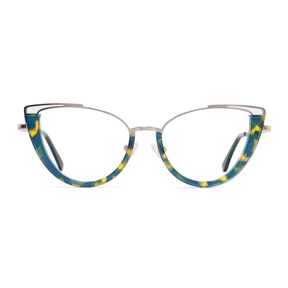 Kylee Eyeglasses in Silver & Green Floral