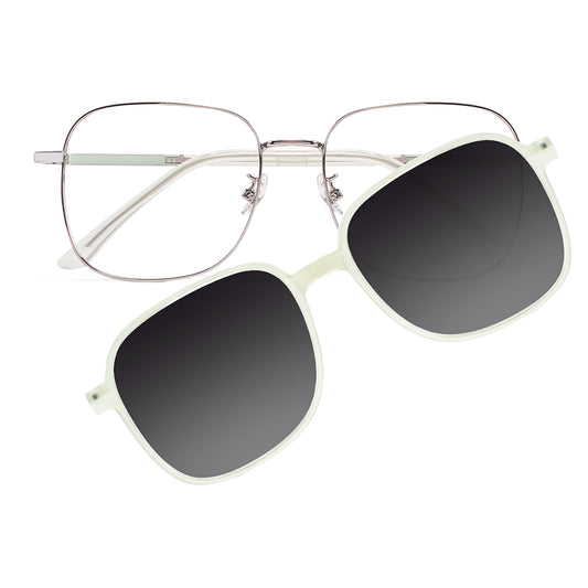 Karine Eyeglasses in Silver & Mint Green