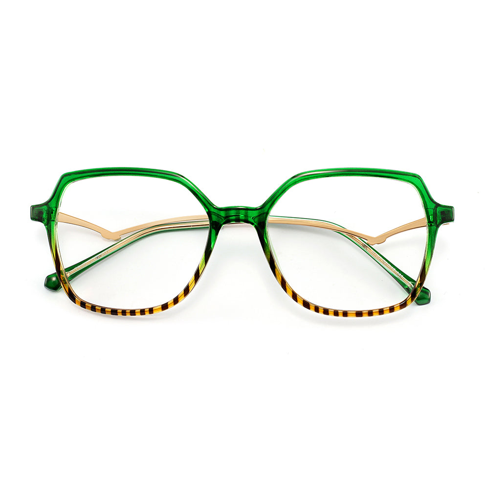 Cloris Eyeglasses in Green & Yellow Tortoise