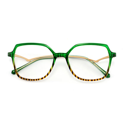 Cloris Eyeglasses in Green & Yellow Tortoise