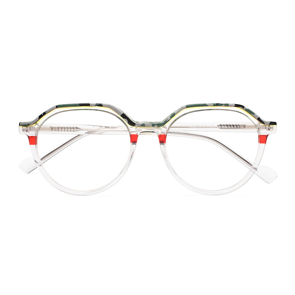 Sierra Eyeglasses in Clear & Green Tortoise