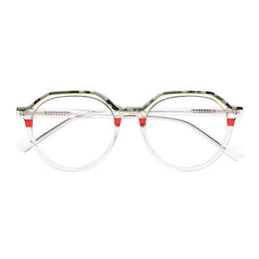 Sierra Eyeglasses in Clear & Green Tortoise