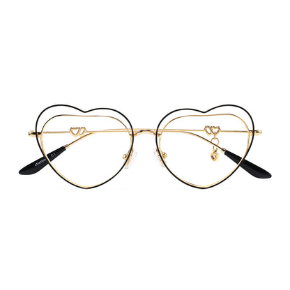 Heart Eyeglasses in Black & Gold