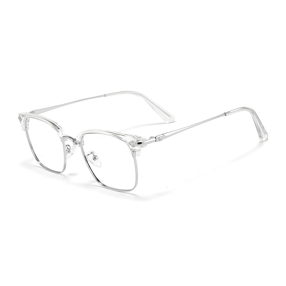 Emeka Eyeglasses in Clear & Silver