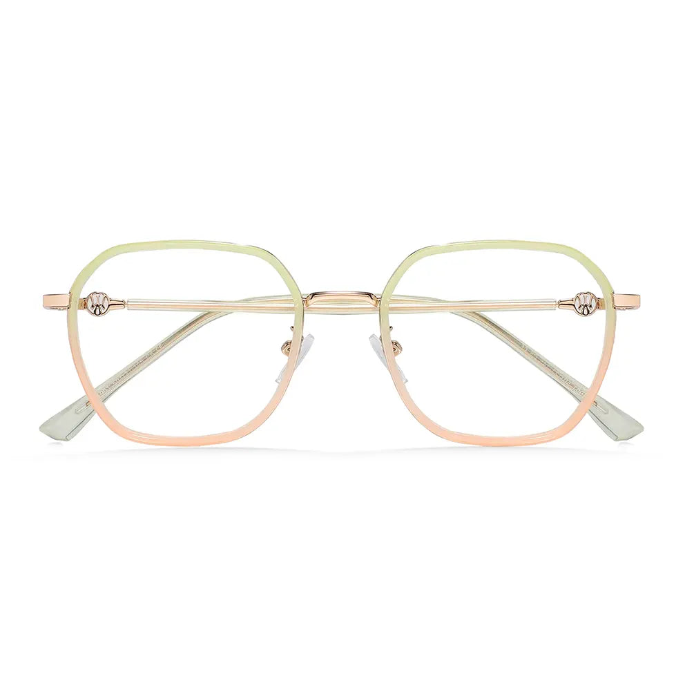 Amore Eyeglasses in Green & Pink