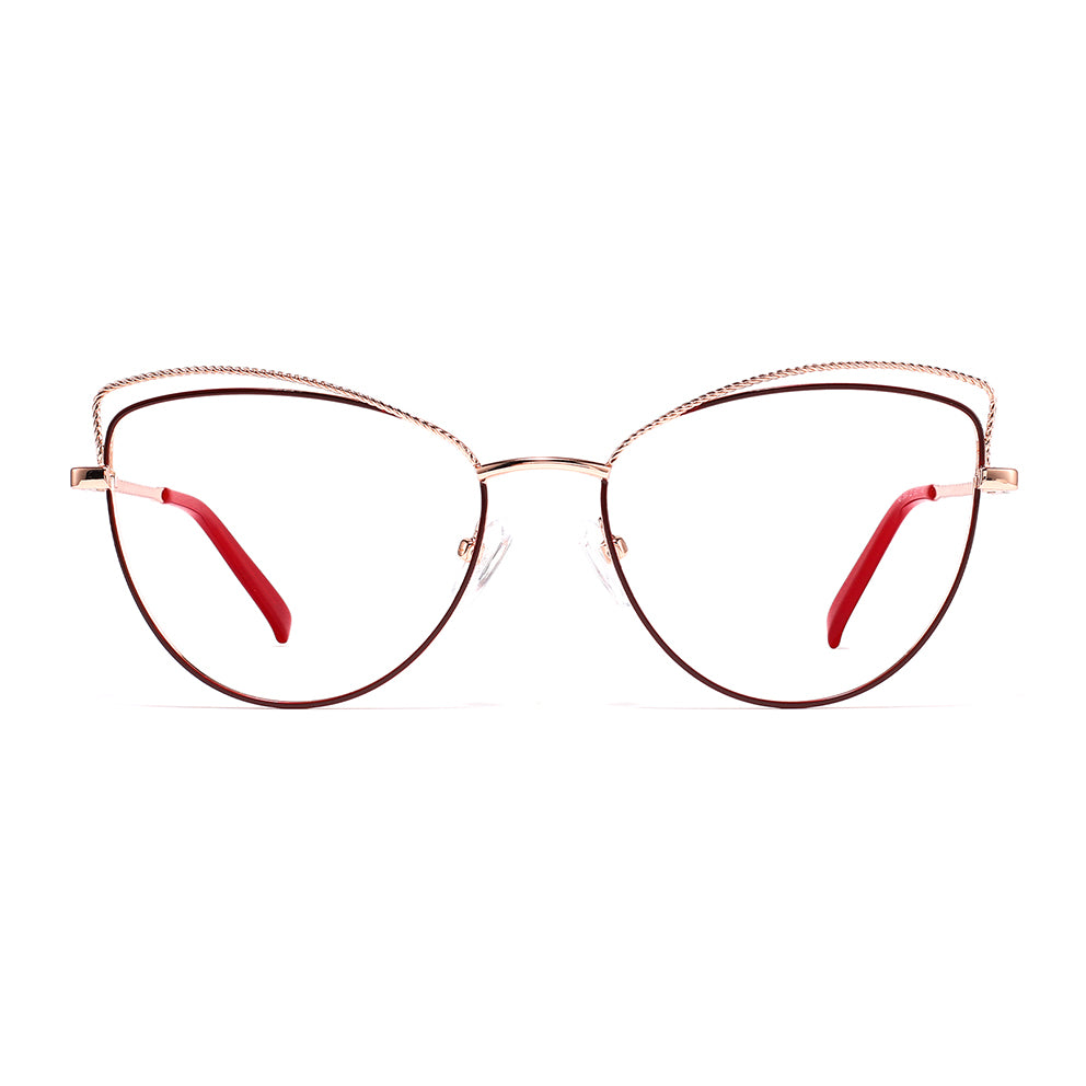 Salley Eyeglasses in Red & Gold