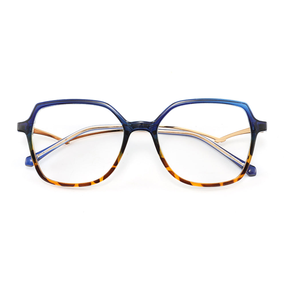 Cloris Eyeglasses in Blue & Warm Tortoise