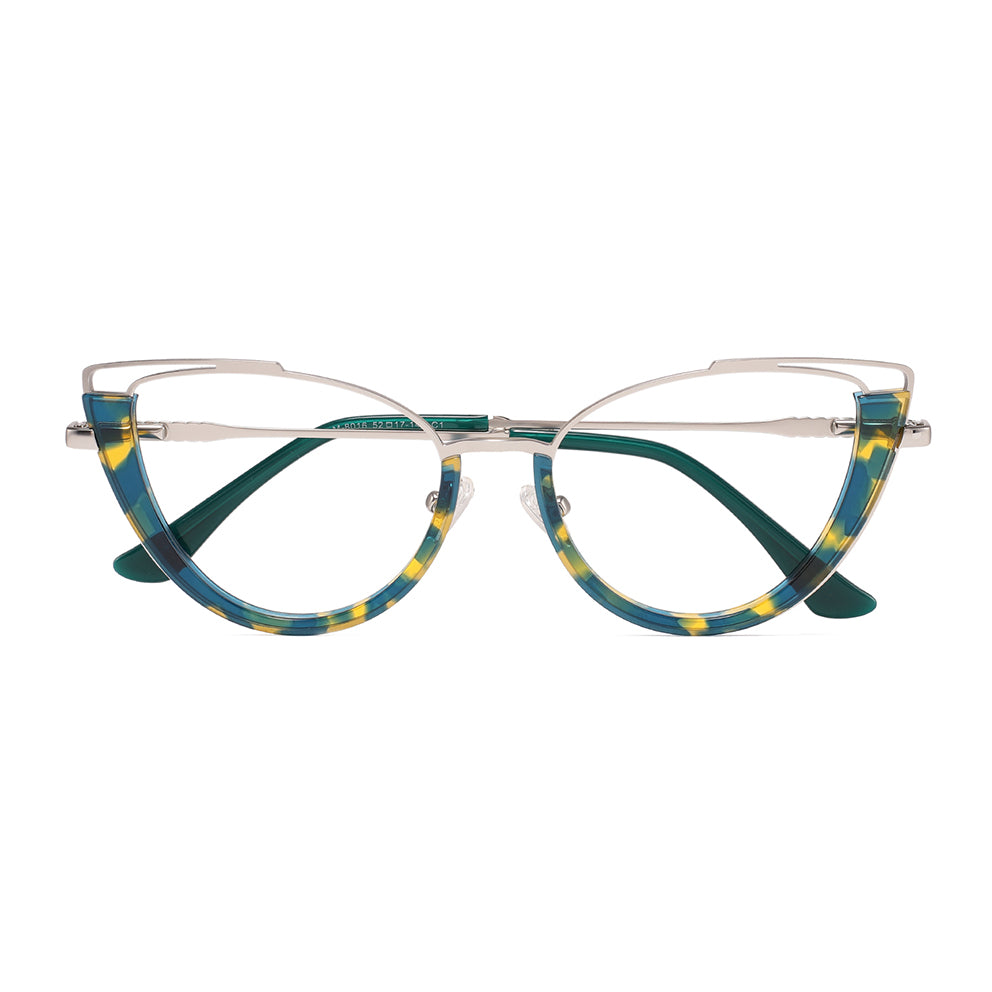 Kylee Eyeglasses in Silver & Green Floral