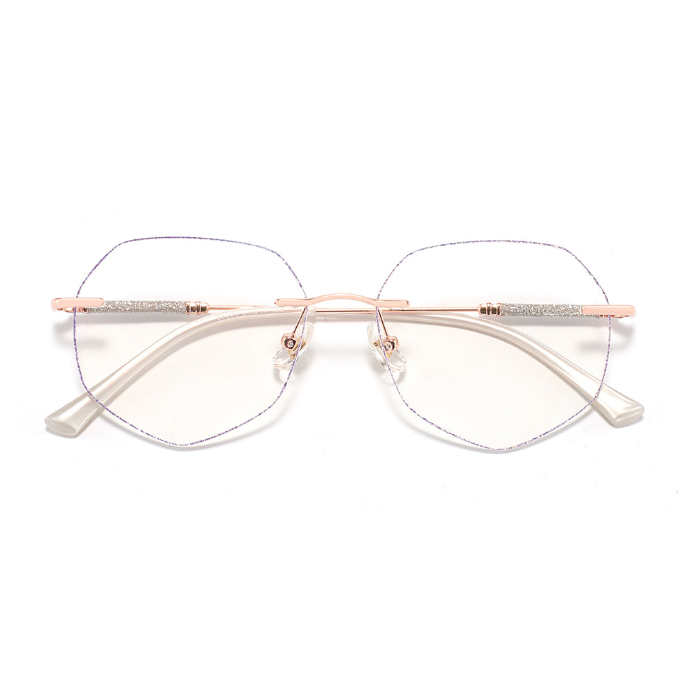 Purple Eyeglasses in Rose Gold