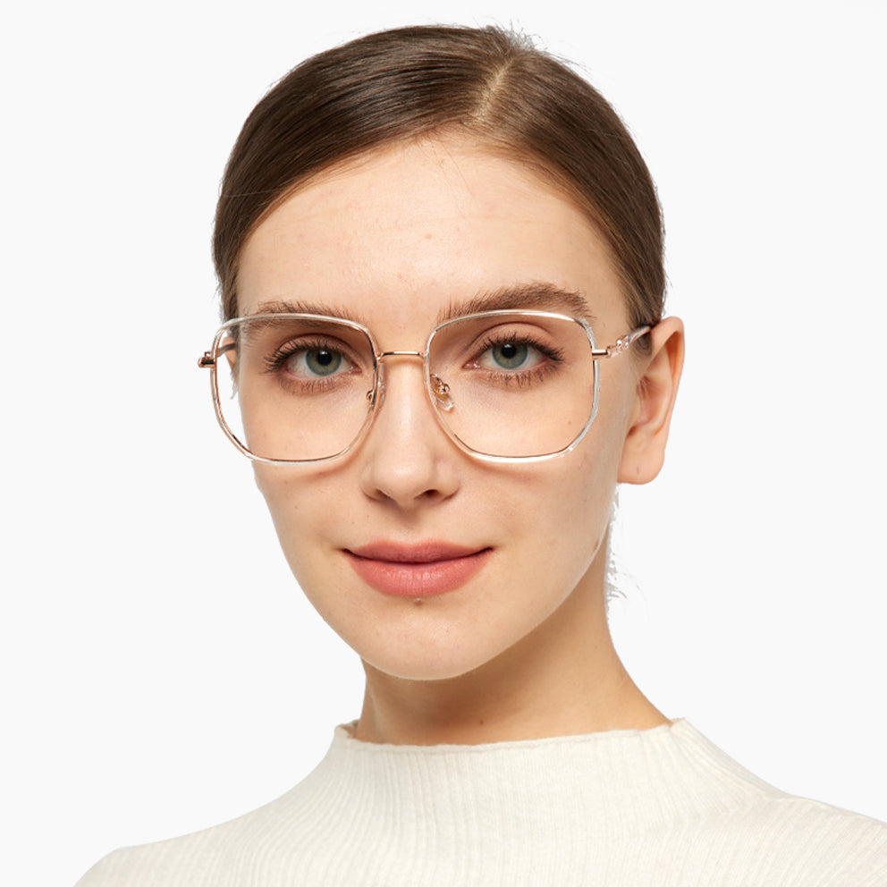 Charlie Eyeglasses in Clear & Rose Gold