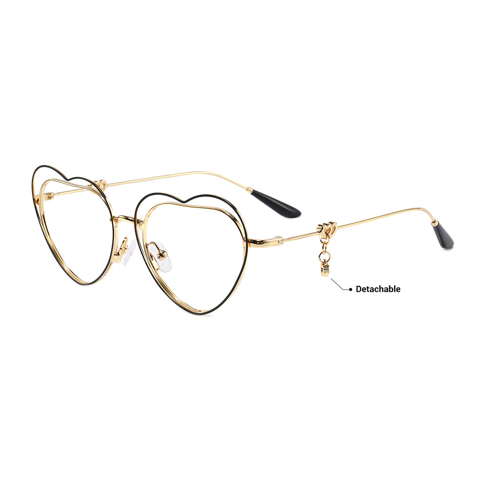 Heart Eyeglasses in Black & Gold