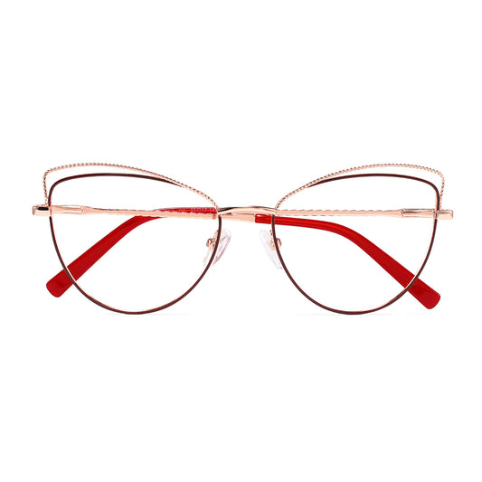 Salley Eyeglasses in Red & Gold