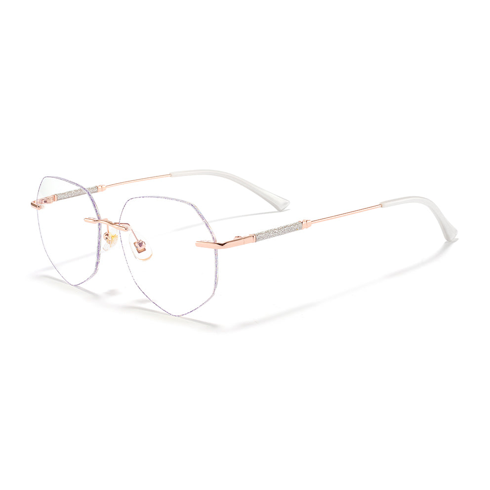 Purple Eyeglasses in Rose Gold