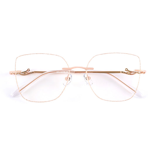 Winky Eyeglasses in Rose Gold & Clear