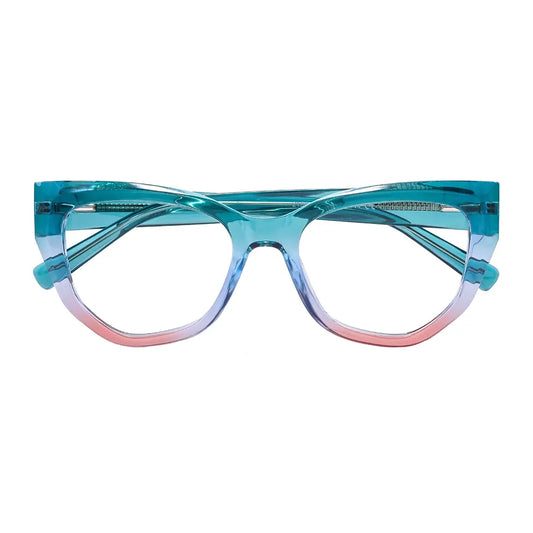 Lucia Eyeglasses in Teal & Pink