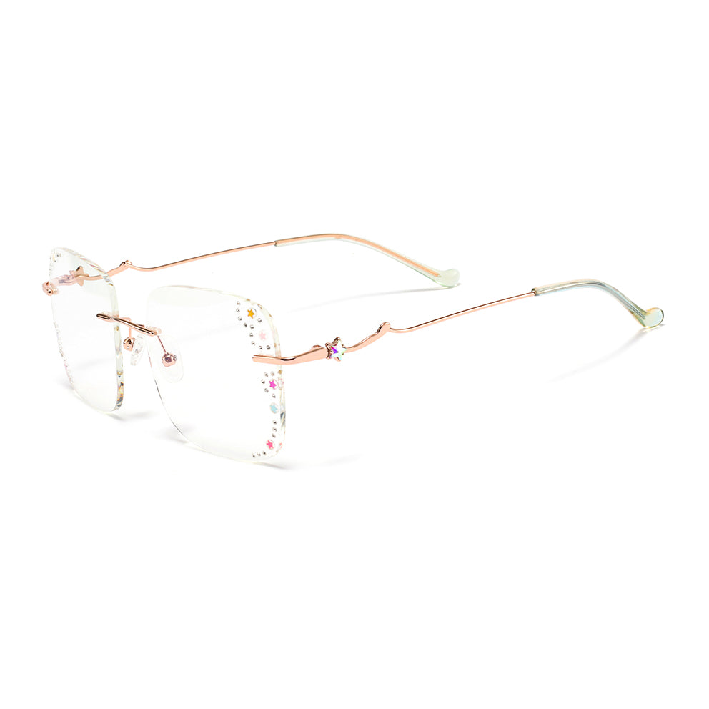 Colorful Star Eyeglasses in Rose Gold