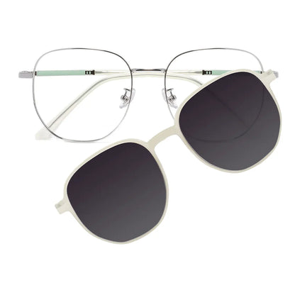 Wensley Eyeglasses in Silver & Mint Green