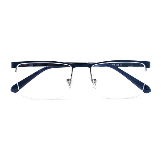 Warren Eyeglasses in Matte Blue & Gun