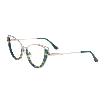 Kylee Eyeglasses in Silver & Green Floral