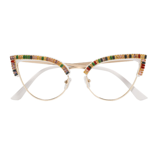 Patty Eyeglasses in White & Gold