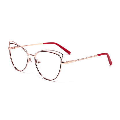 Salley Eyeglasses in Red & Gold